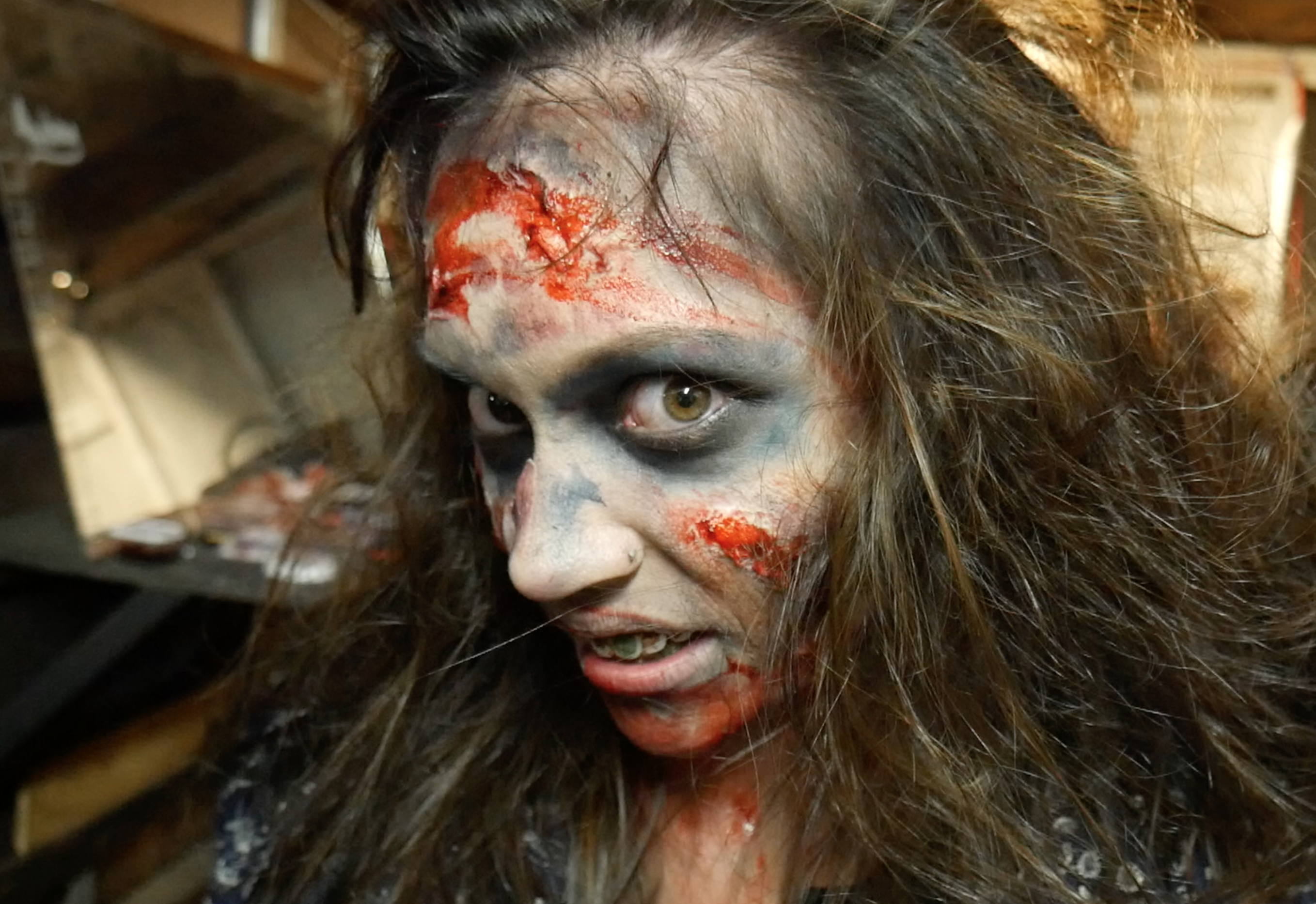 A zombie played by Angelica isn't playing around. 